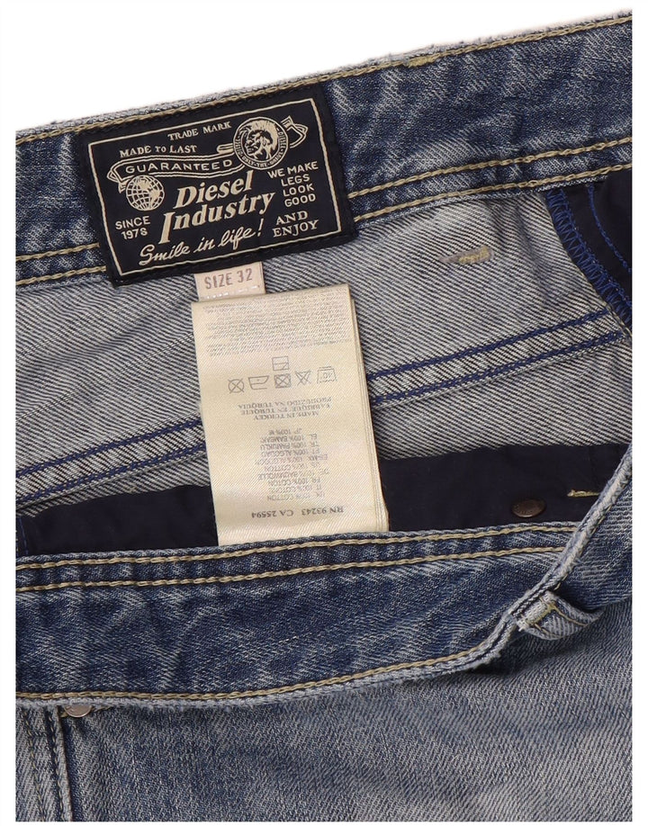 Pantaloni scurți din denim distressed pentru bărbați Diesel W32, bumbac albastru mediu