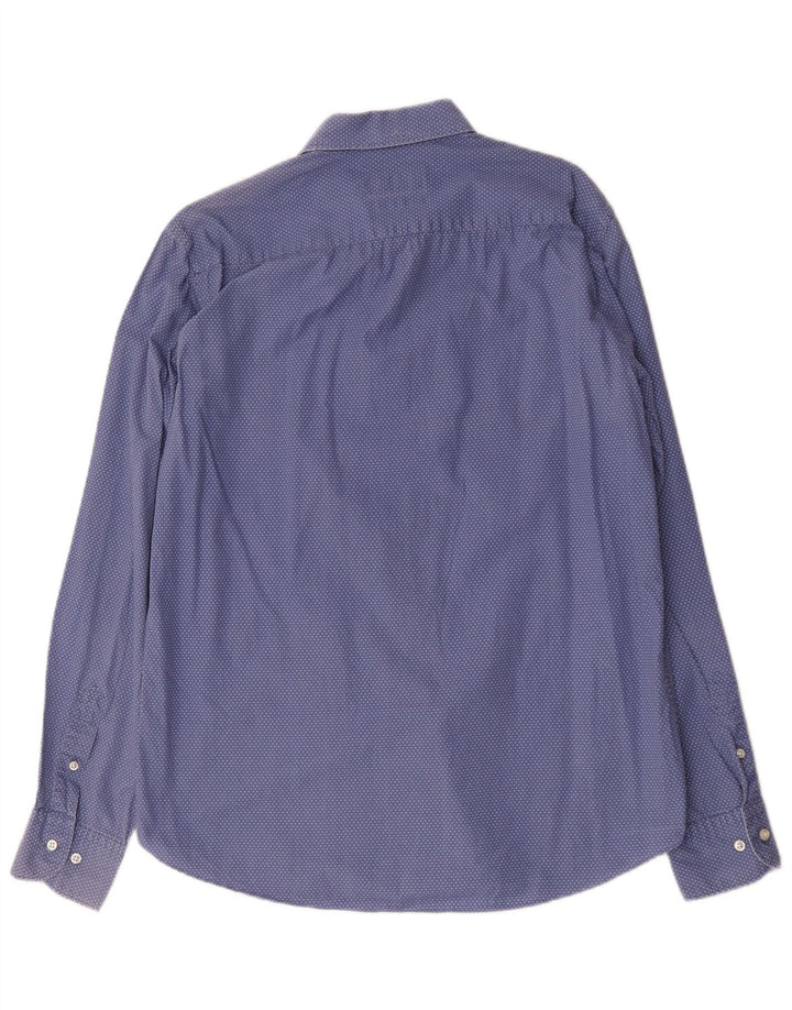 Cămașă Massimo Dutti pentru bărbați, slim fit, mare, albastru, bumbac cu buline