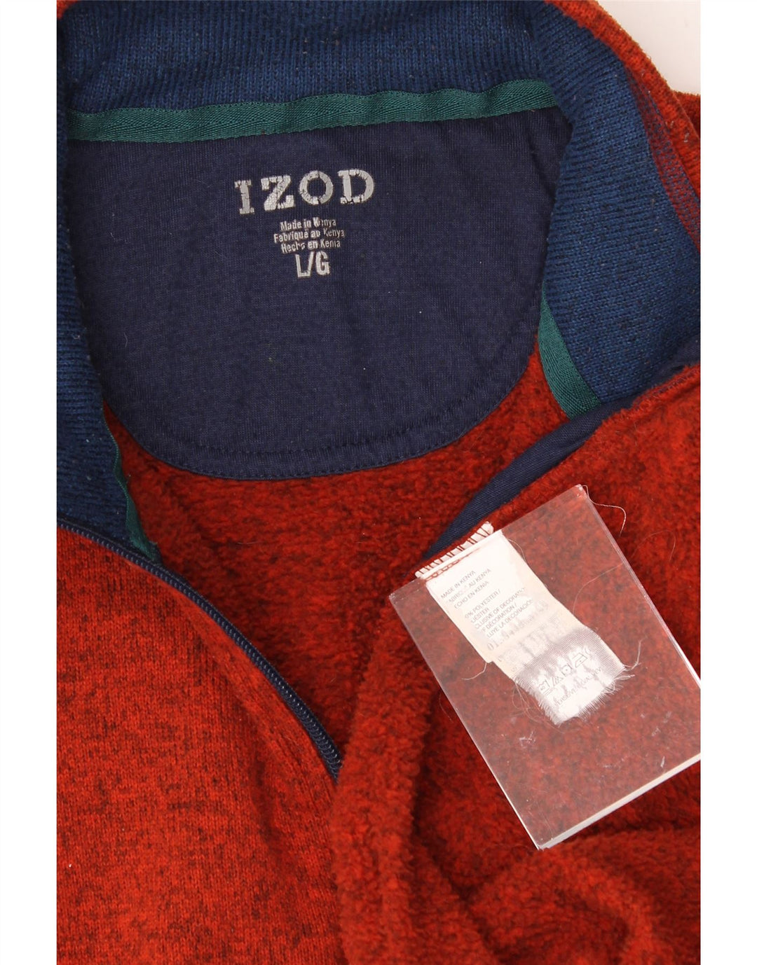IZOD Mens Zip Neck Sweatshirt Jumper Large Orange Flecked Polyester Vintage Izod and Second-Hand Izod from Messina Hembry 
