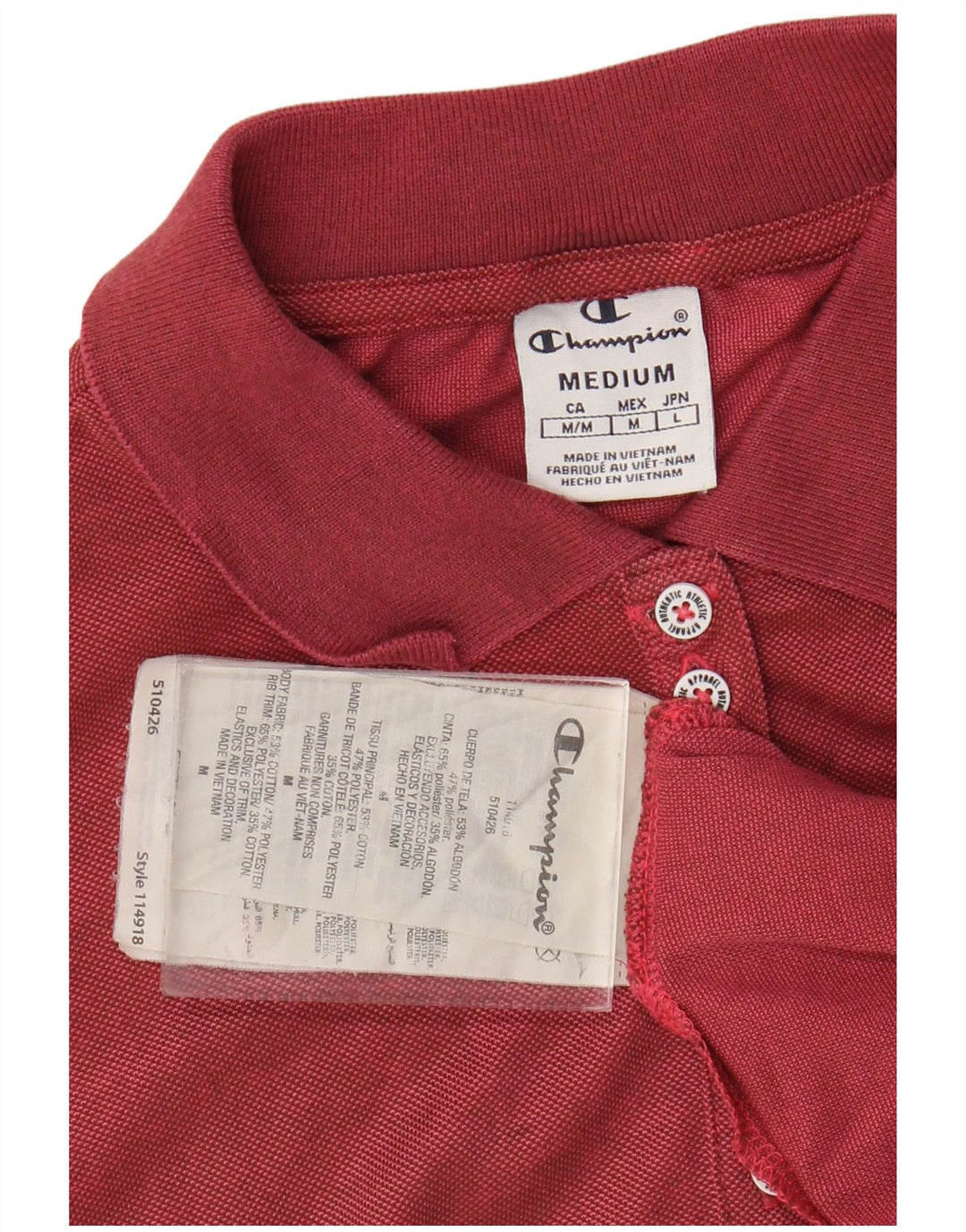 Tricou polo Champion pentru femei UK 12, bumbac roșu mediu