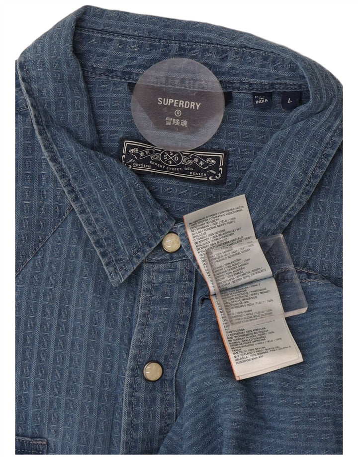 Cămașă pentru bărbați Superdry din bumbac cu carouri albastre mari
