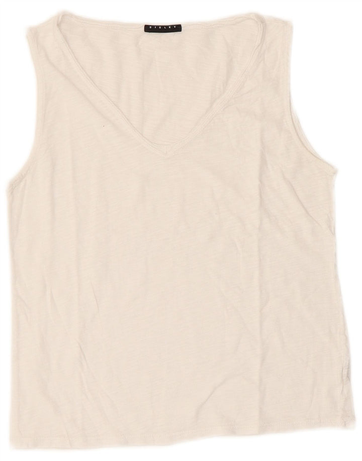 Sisley Crop Vest Top pentru femei UK 8 Small Bumbac alb