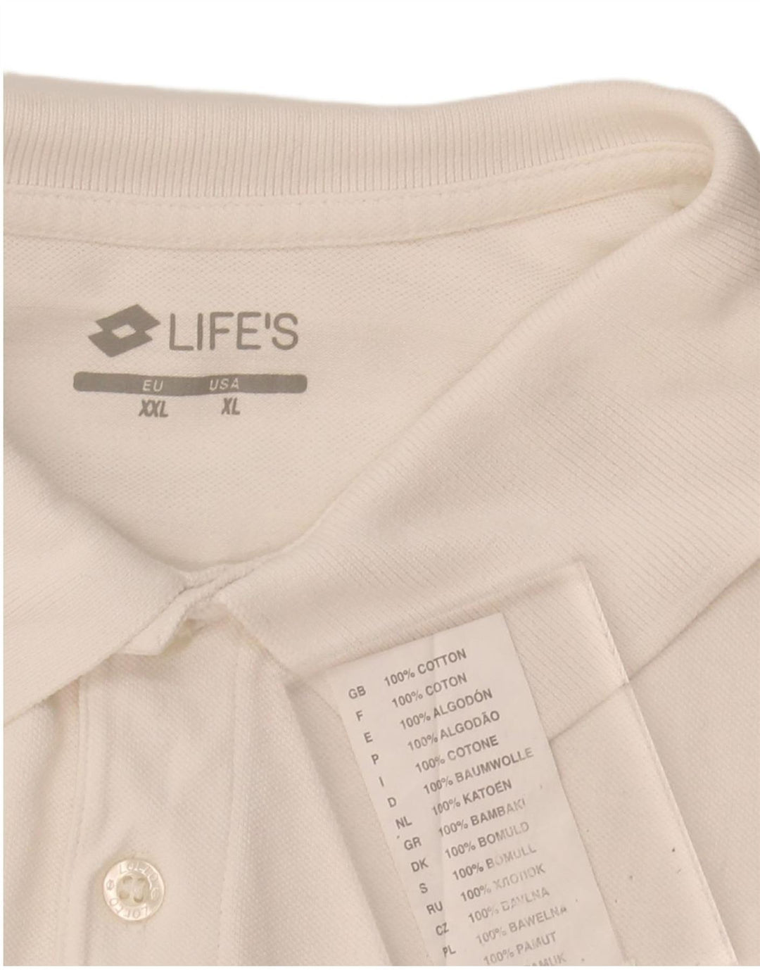 LOTTO Mens Polo Shirt XL White Cotton