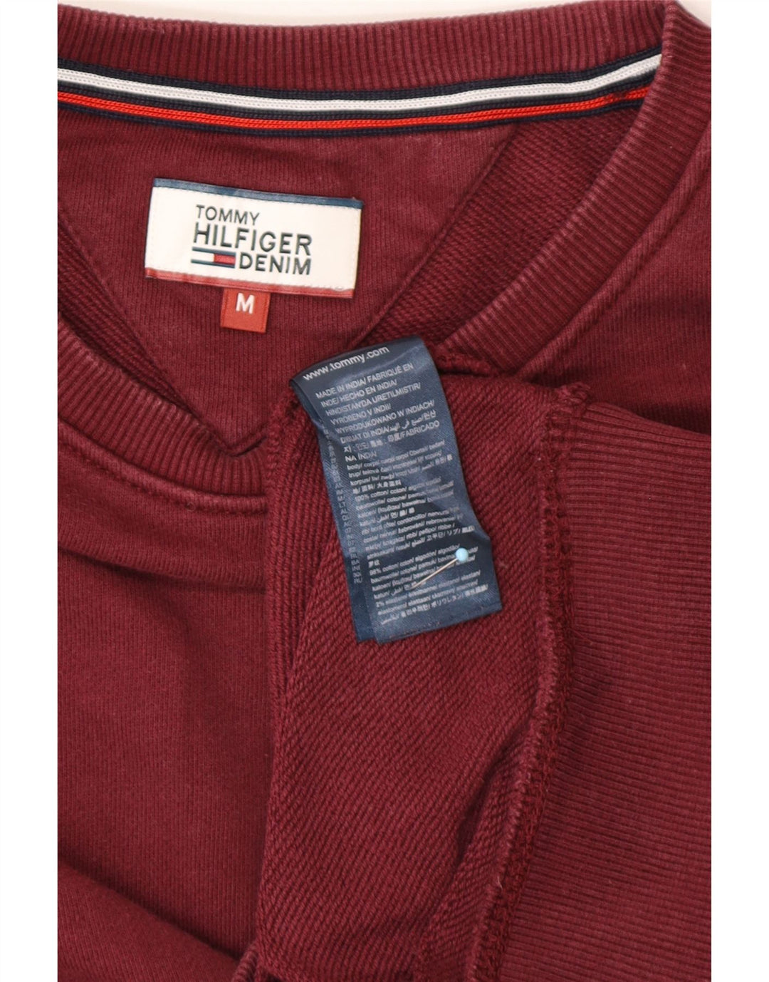 Hanorac grafic pentru bărbați TOMMY HILFIGER Pulover mediu din bumbac burgundy