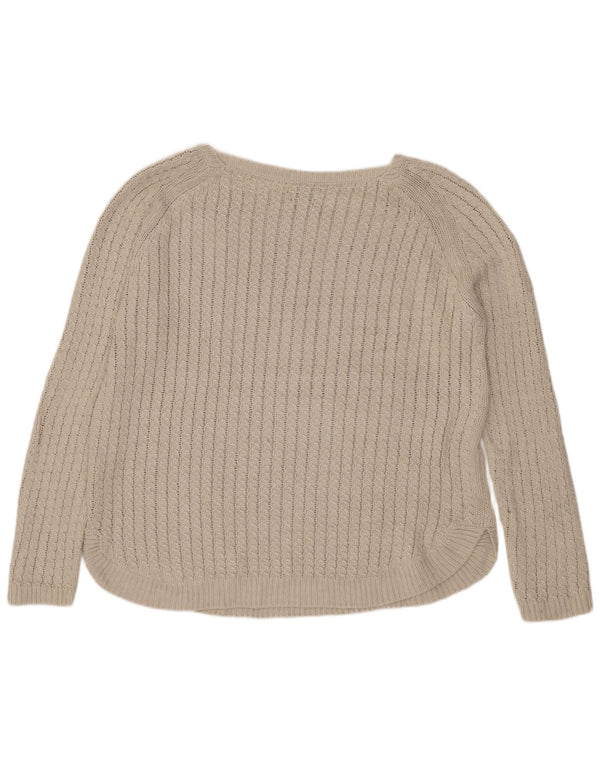 Pulover pentru femei Massimo Dutti cu gât de barcă UK 16 mare, bej, bumbac