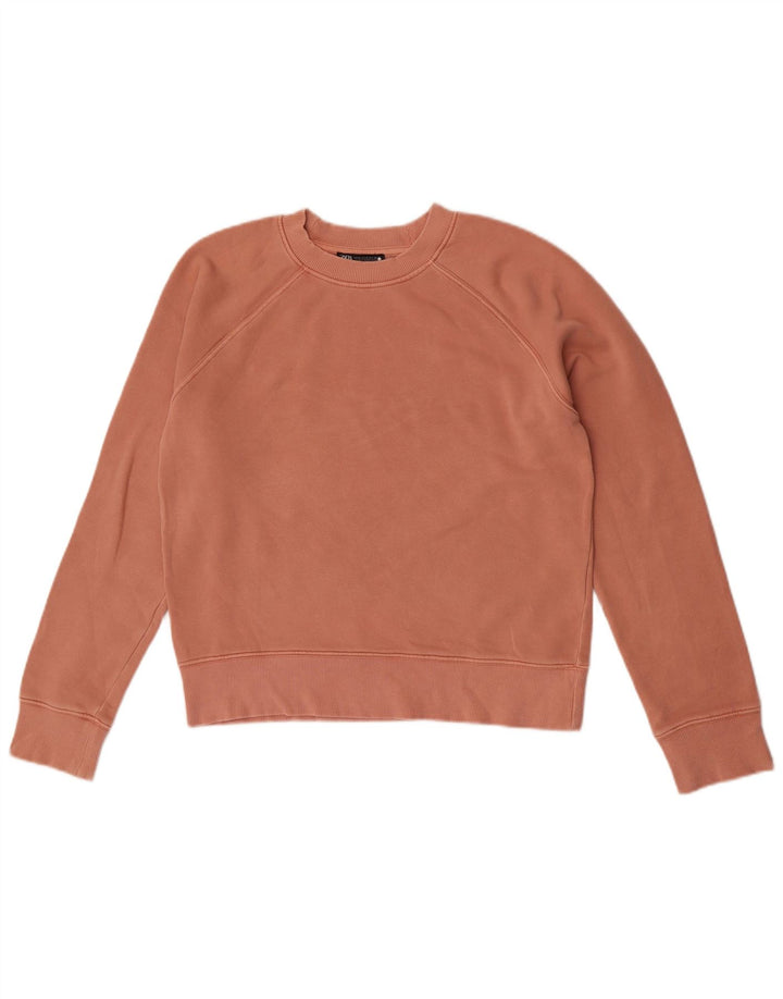 Pulover pentru femeie Zara Crop Pulover UK 14 Bumbac Roz Mediu