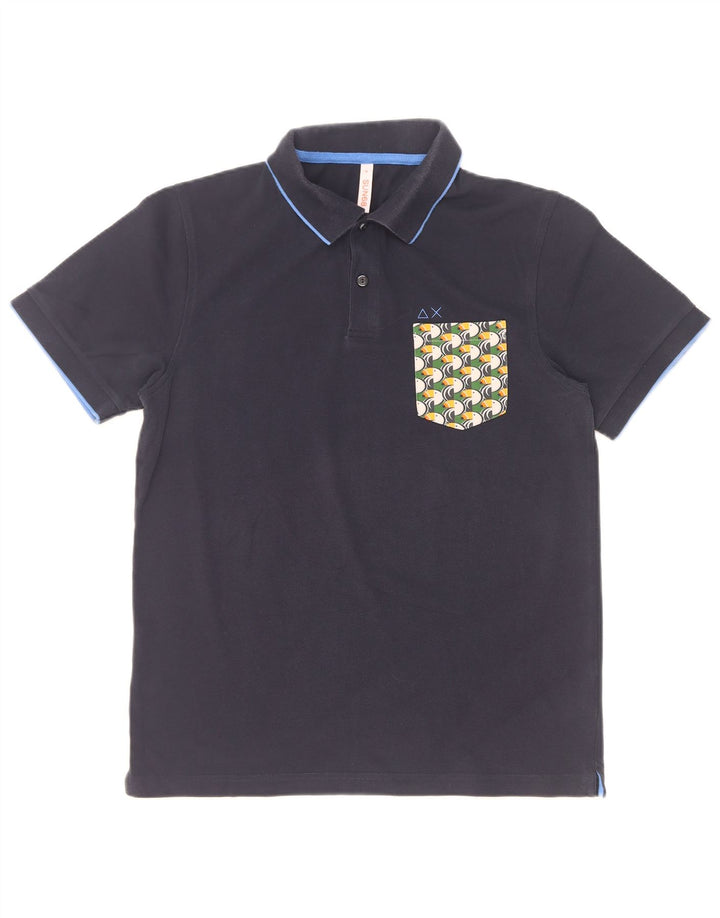 Tricou polo Sun68 pentru bărbați, bumbac, albastru bleumarin mediu