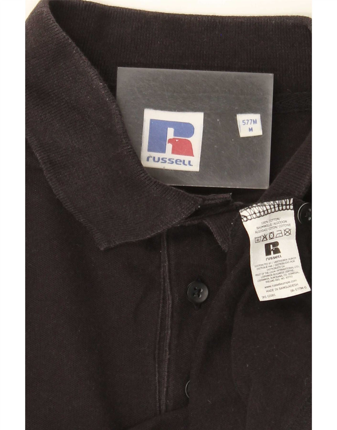 Tricou polo Russell Athletic pentru bărbați, bumbac mediu negru