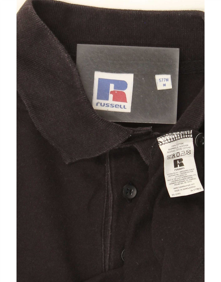 Tricou polo Russell Athletic pentru bărbați, bumbac mediu negru