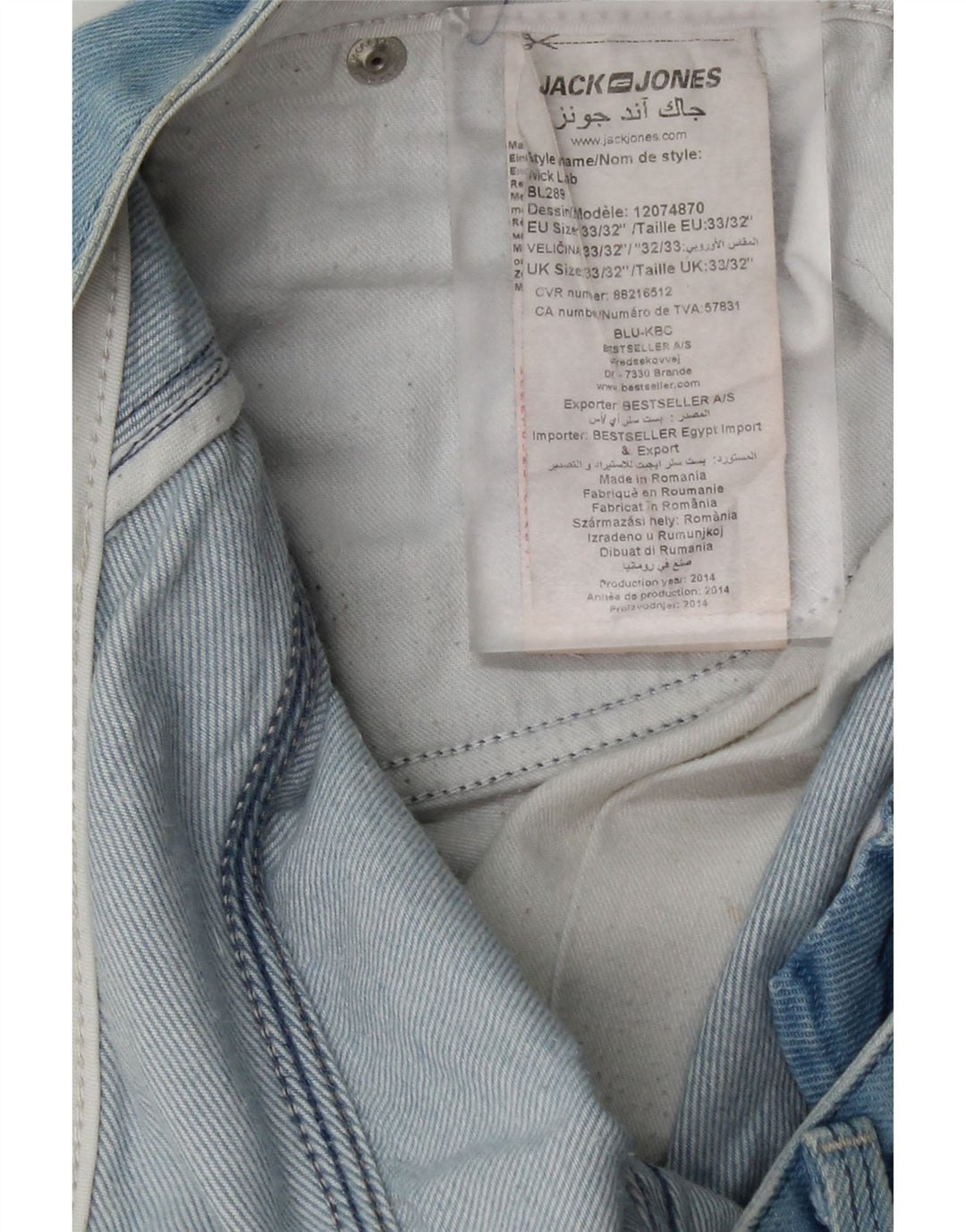 Blugi drepți pentru bărbați Jack & Jones W33 L30 Bumbac albastru