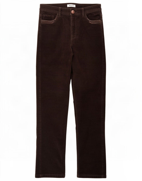Pantaloni drepti din velur pentru femei Marks & Spencer UK 10 Small W30 L29 Maro