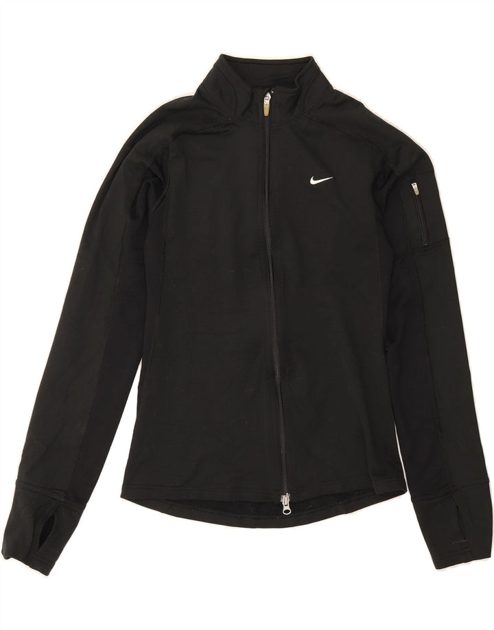 NIKE Womens Tracksuit Top Jacket UK 10 Small Black Polyester Vintage Nike and Second-Hand Nike from Messina Hembry 