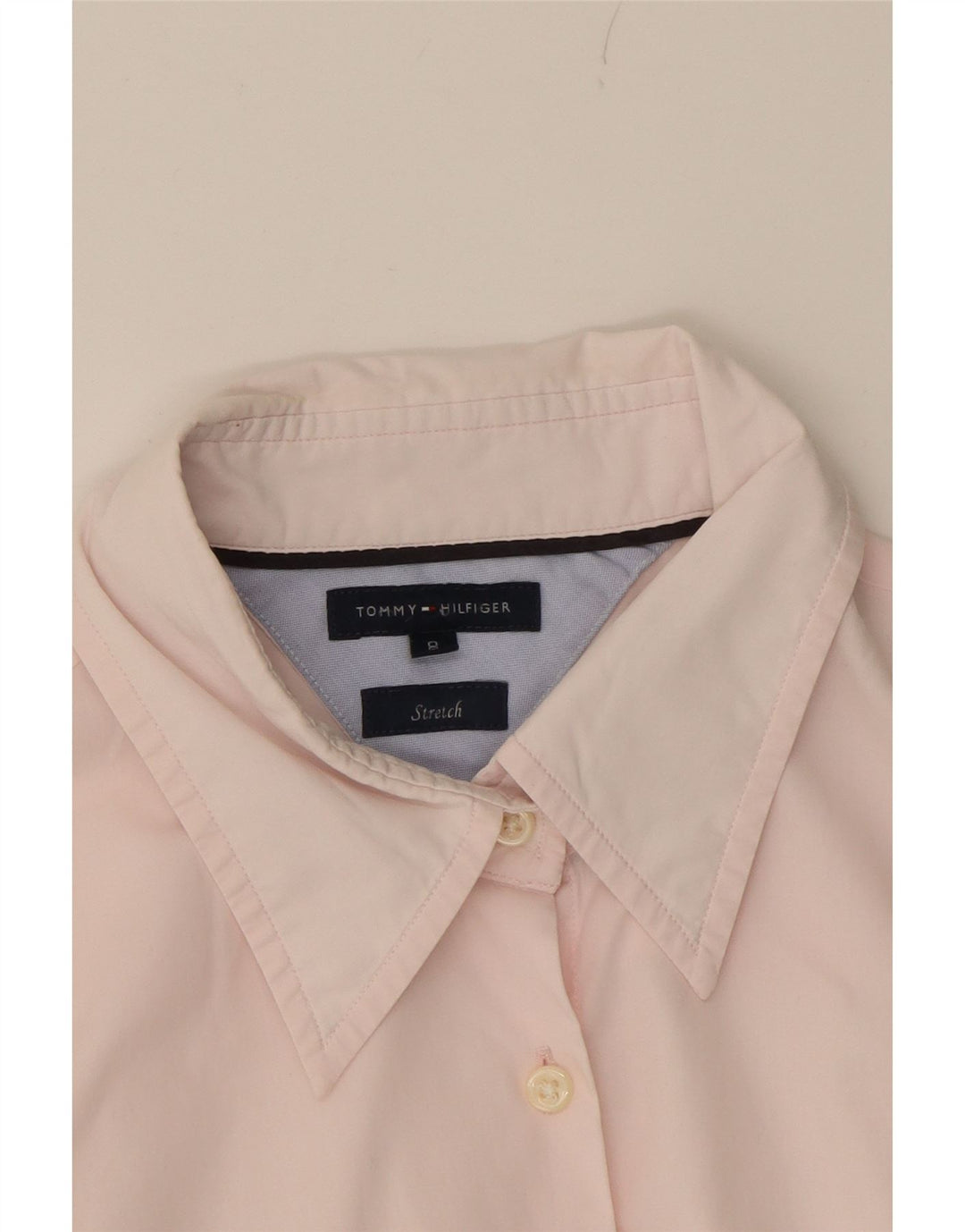 TOMMY HILFIGER Womens Stretch Shirt US 8 Medium Pink Cotton Vintage Tommy Hilfiger and Second-Hand Tommy Hilfiger from Messina Hembry 