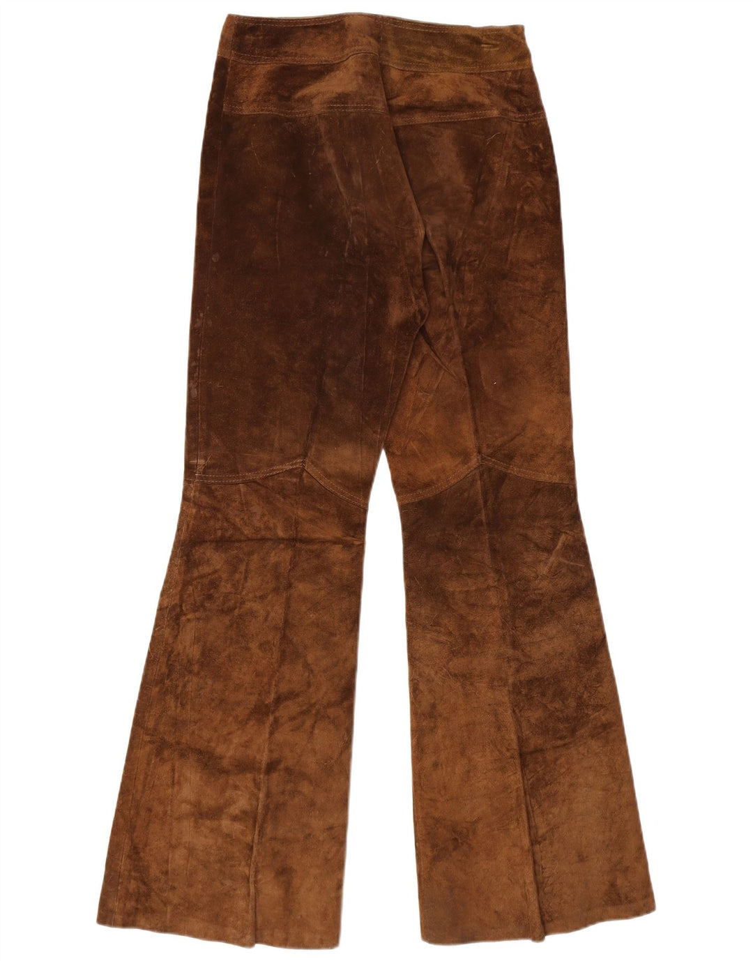 Pantaloni evazați din piele intoarsa pentru femei Vintage W30 L32 maro