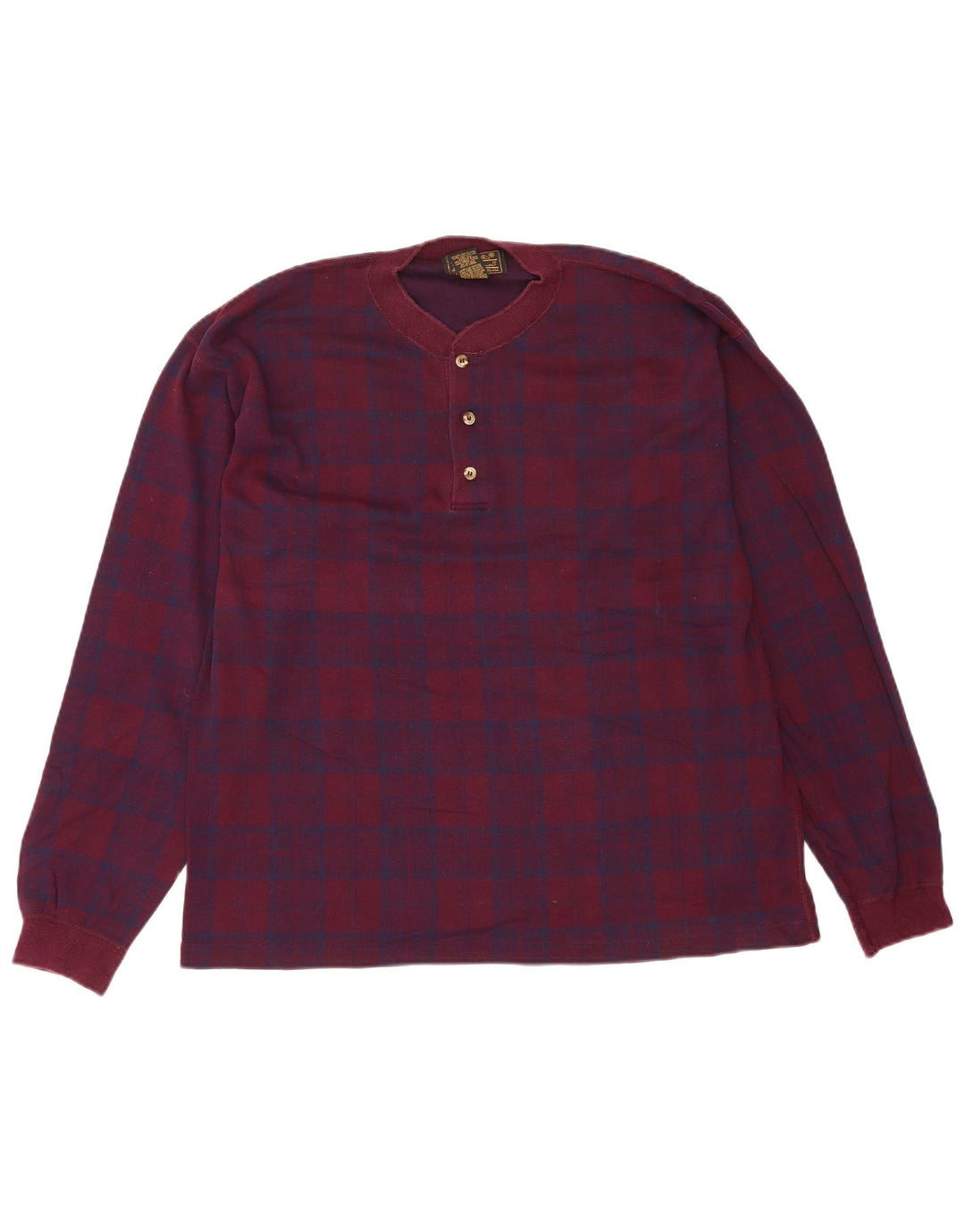 Eddie Bauer Top pentru bărbați cu mânecă lungă, mare, din bumbac cu carouri burgundă