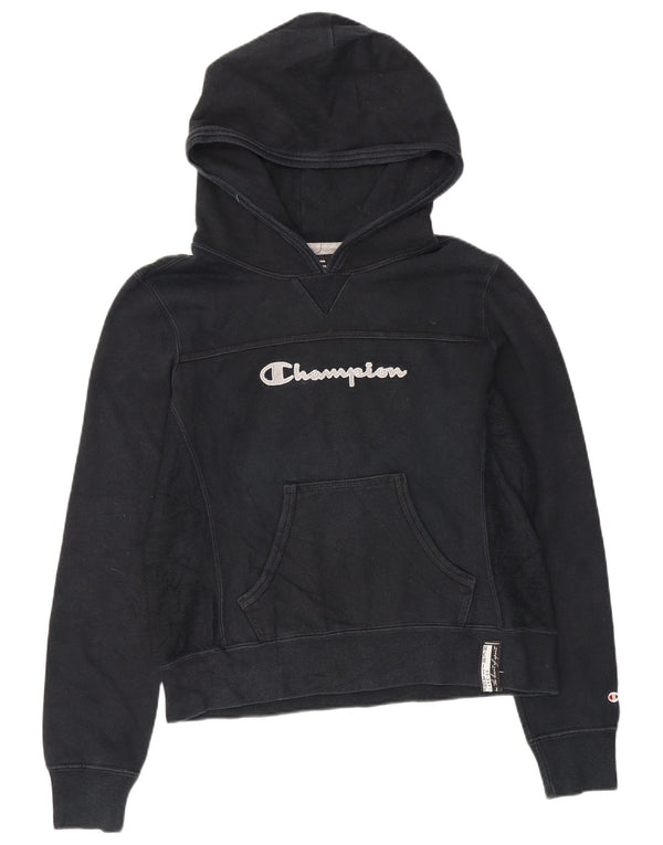 Pulover cu glugă cu grafic pentru femei Champion UK 10 mic Bumbac bleumarin