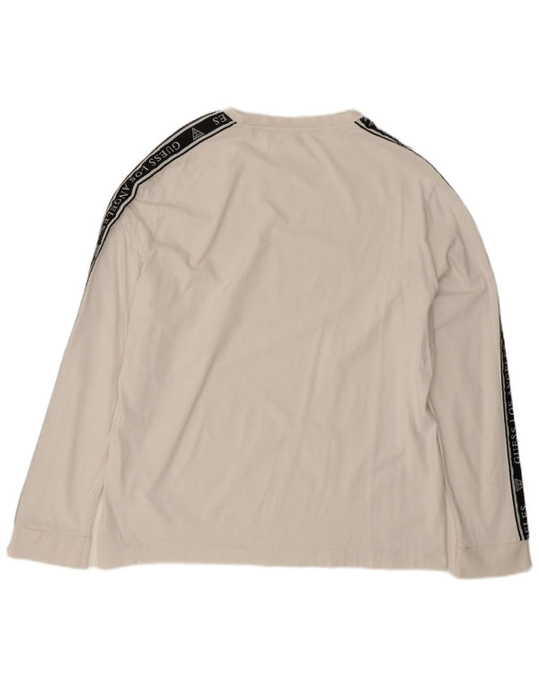 Top grafic cu mânecă lungă pentru bărbați, 2XL, bumbac colorblock alb