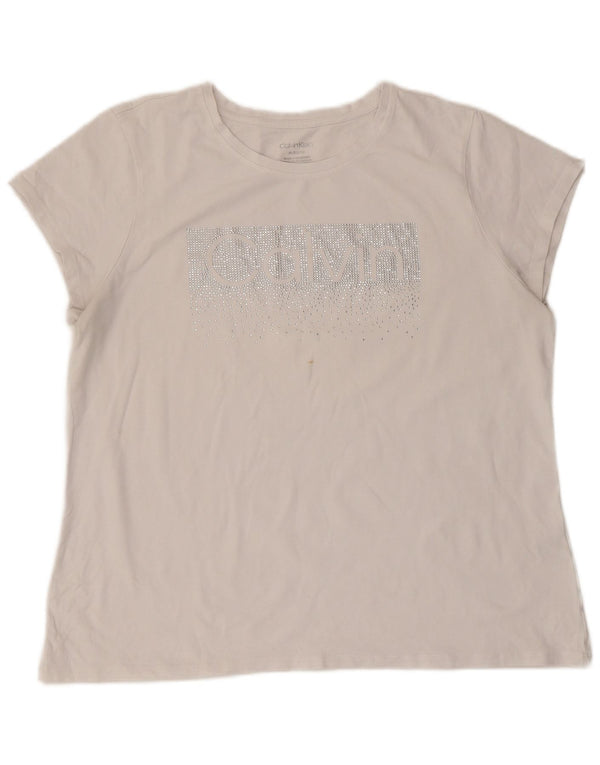 Tricou grafic Calvin Klein pentru femei Top UK 18 XL Bumbac alb