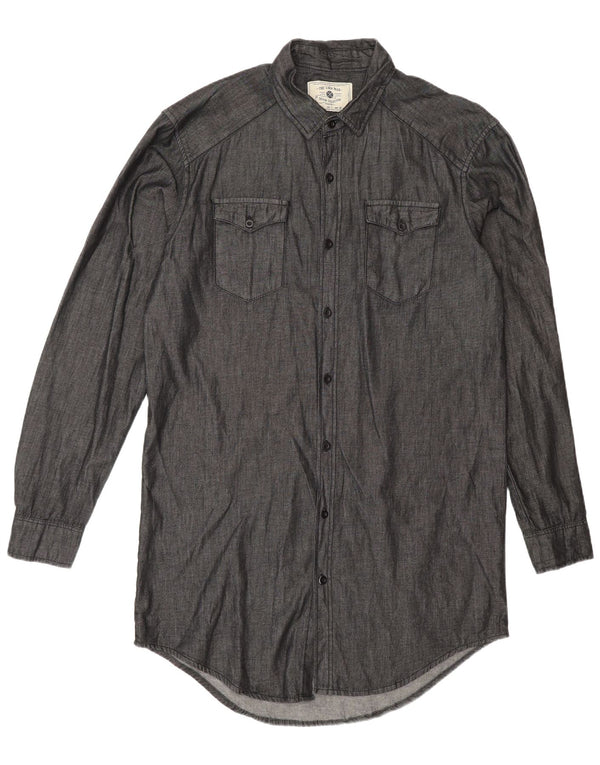 Cămașă lungă pentru bărbați Zara, mare, gri bumbac