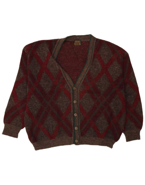 Pulover cardigan pentru bărbați Jockey XL Burgundy Argyle/Diamond