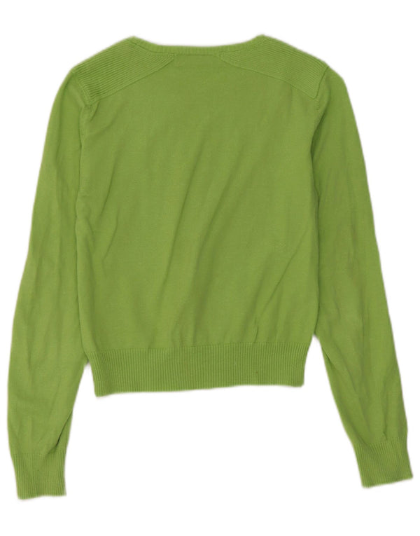 Pulover pentru femeie cu gât de barcă Zara UK 12 Medium Green Ramie