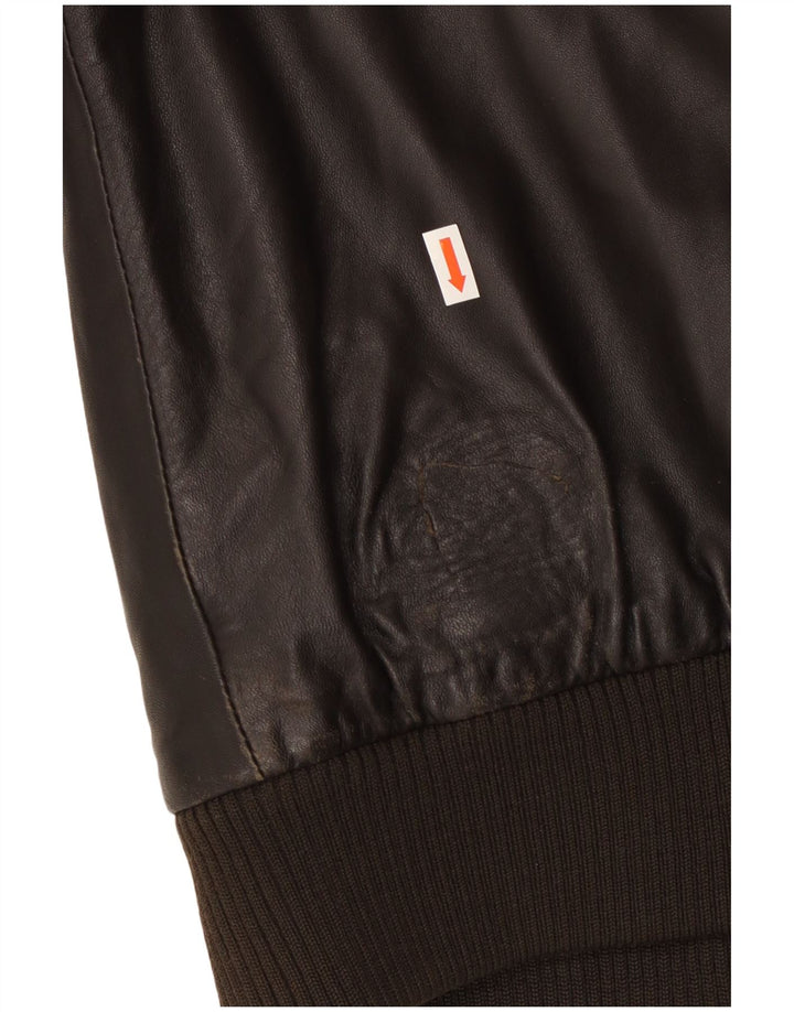 Geacă Bomber din piele pentru bărbați Geox UK 42 XL, piele neagră