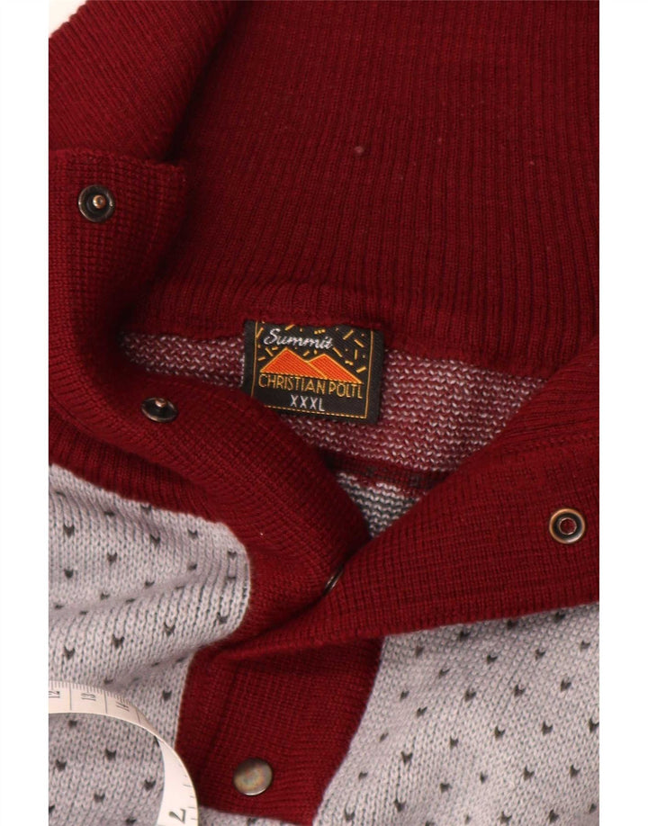 Pulover pentru bărbați Summit cu gât cu nasturi 3XL, lână Fair Isle, multicoloră