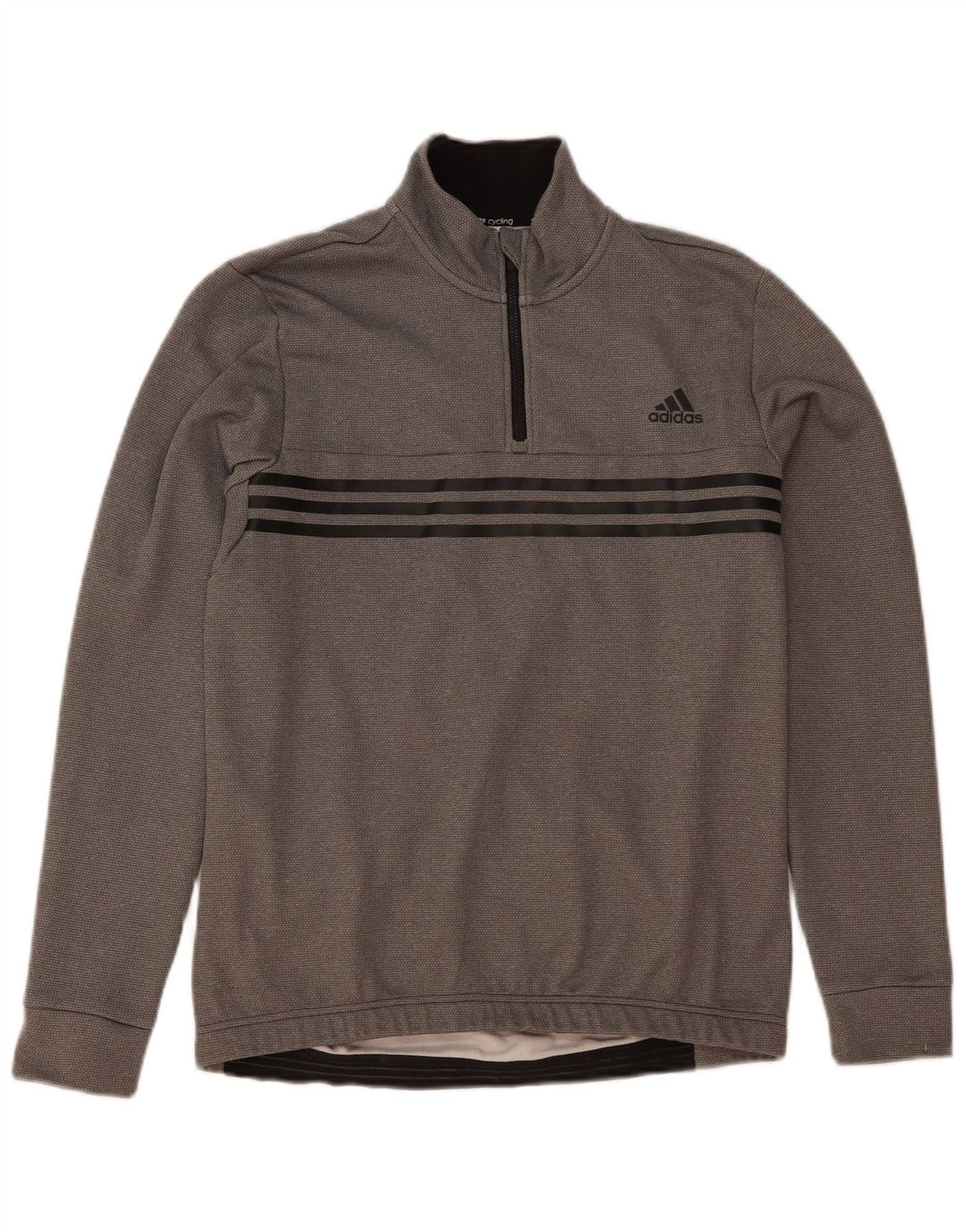 Pulover pentru bărbați Adidas, cu fermoar, cu gât, poliester mare, gri