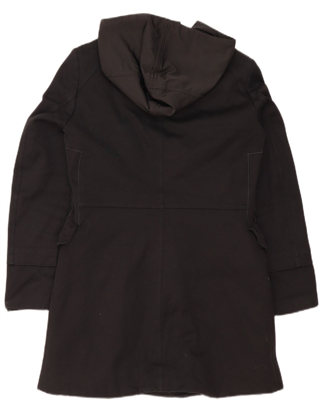 PEUTEREY Womens Hooded Overcoat IT 42 Medium Black Cotton