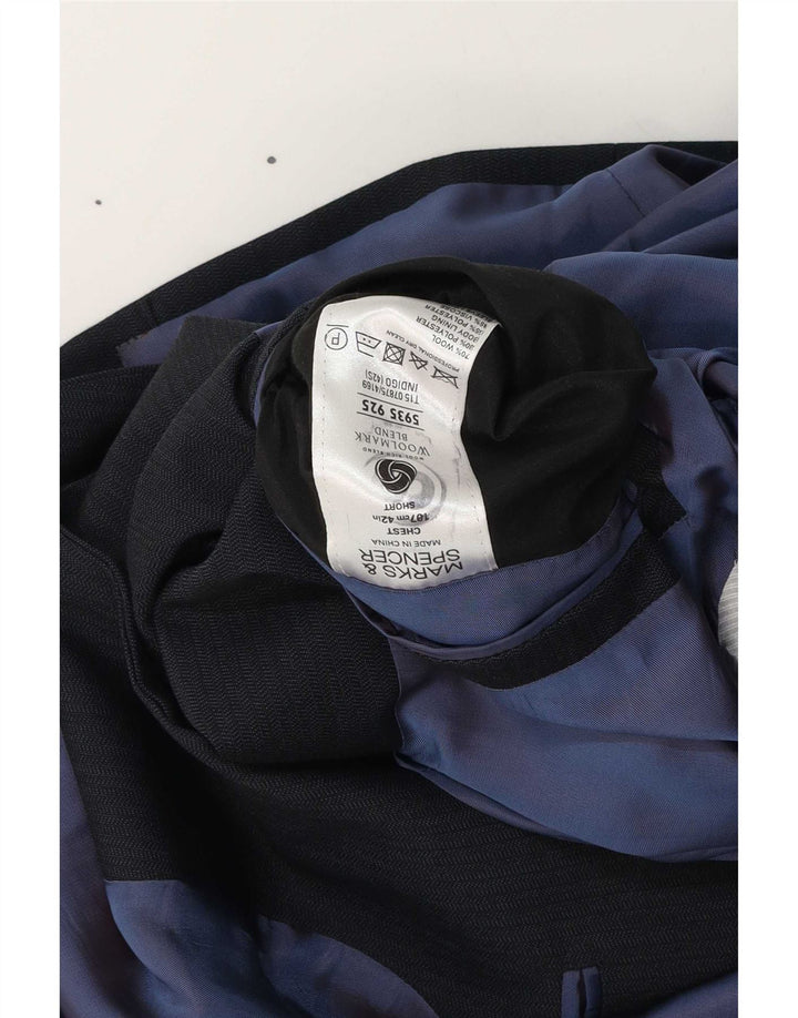 Jachetă pentru bărbați Marks & Spencer, cu 2 nasturi, UK 42, mare, lână bleumarin