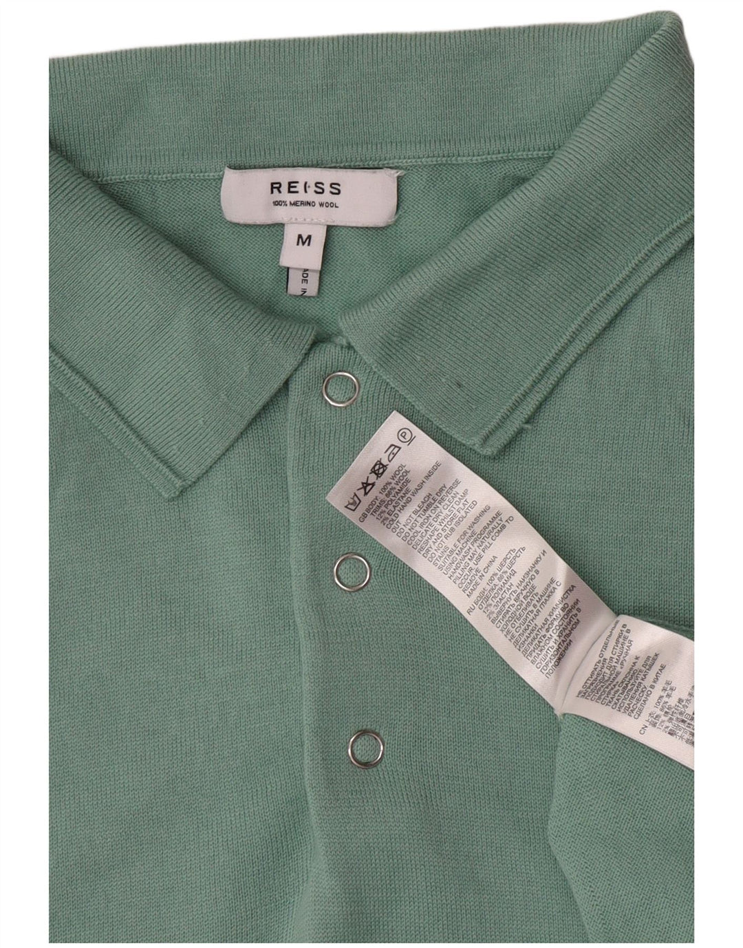 Tricou polo Reiss pentru bărbați, lână verde medie