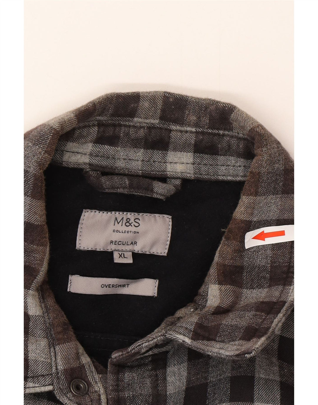 Cămașă pentru bărbați Marks & Spencer, cu tăiere obișnuită, de flanel, XL, gri Gingham