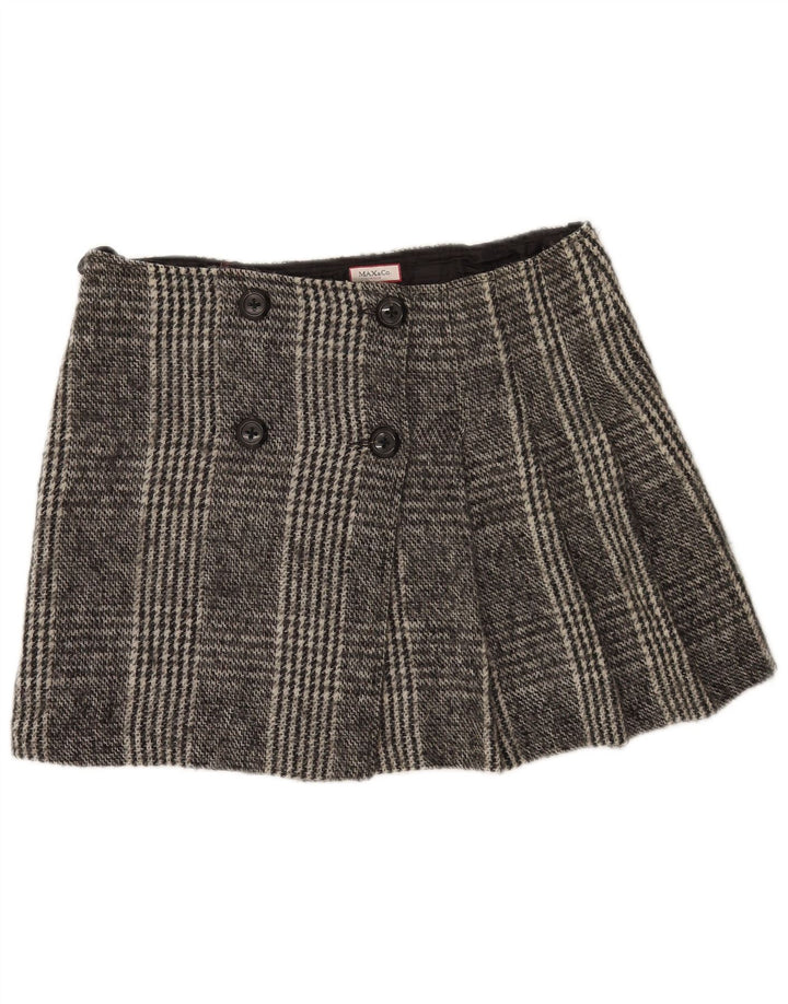 Max & Co. Fusta Mini Wrap pentru femei UK 14 Large W34 Grey Check Wool