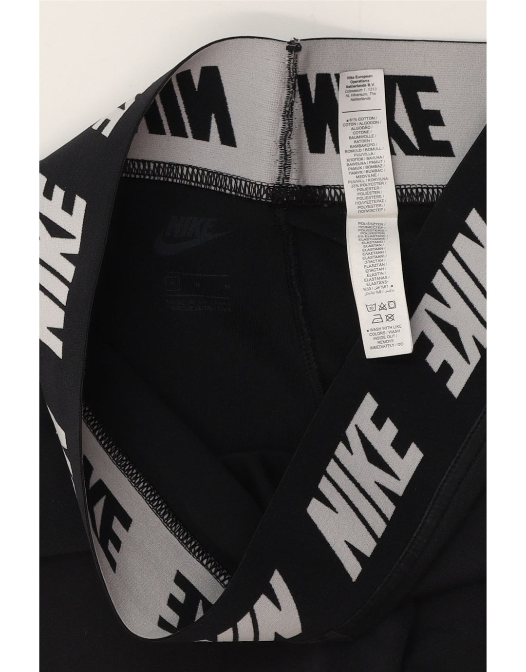 Leggings grafic NIKE pentru femei UK 14, bumbac mediu negru