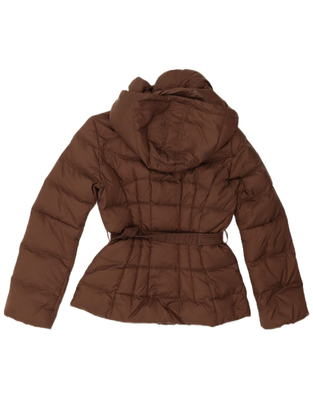 BENETTON Womens Hooded Padded Jacket IT 44 Medium Brown Polyamide