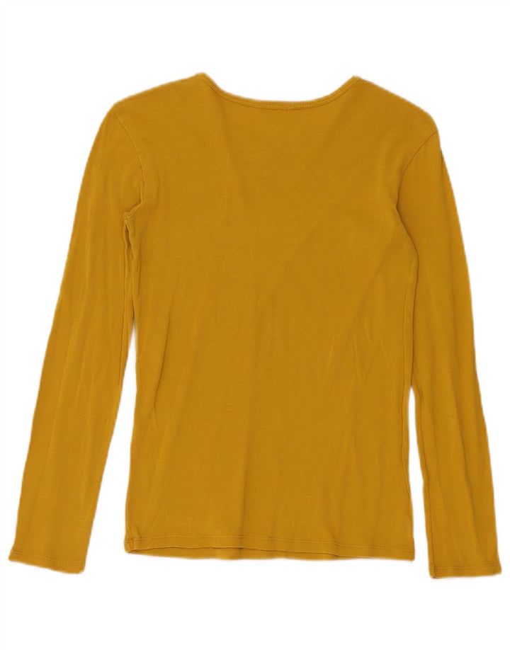 Benetton Top grafic pentru femei cu mânecă lungă UK 8 Small Yellow