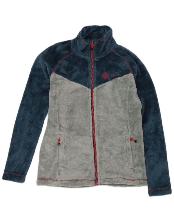 Jachetă fleece pentru băieți vintage 12-13 ani, albastru bleumarin, sport colorblock