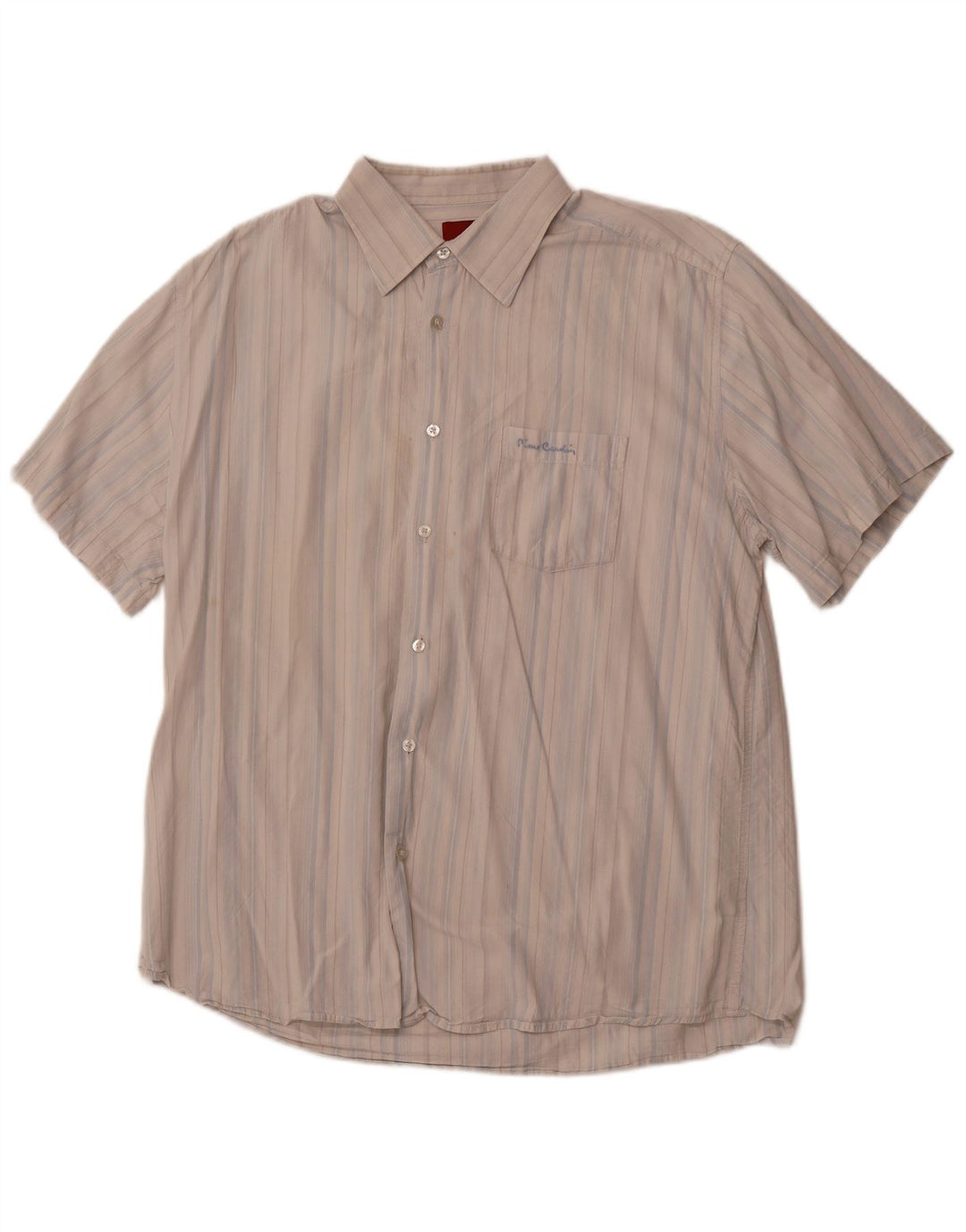 Cămașă cu mânecă scurtă pentru bărbați PIERRE CARDIN, bumbac cu dungi albastre 2XL