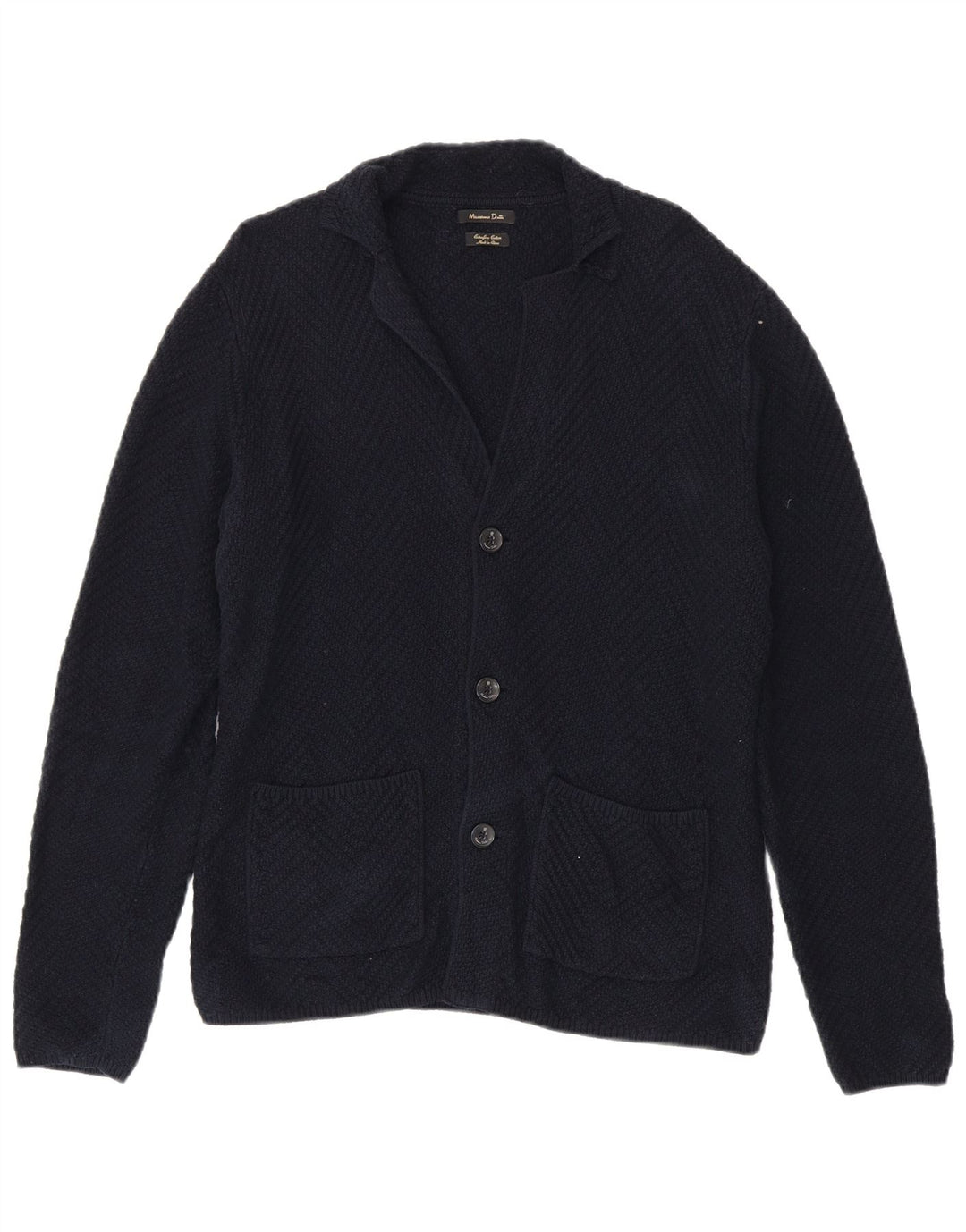 Pulover cardigan Massimo Dutti pentru bărbați, bumbac bleumarin mediu