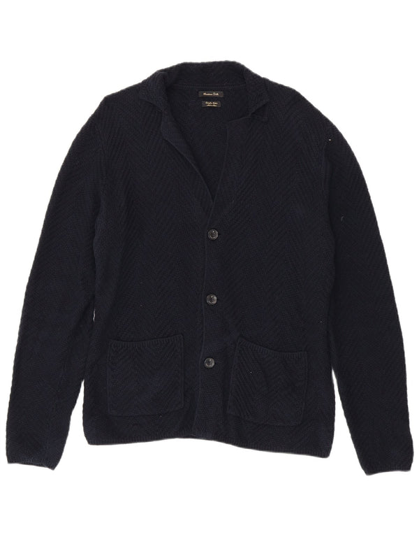 Pulover cardigan Massimo Dutti pentru bărbați, bumbac bleumarin mediu
