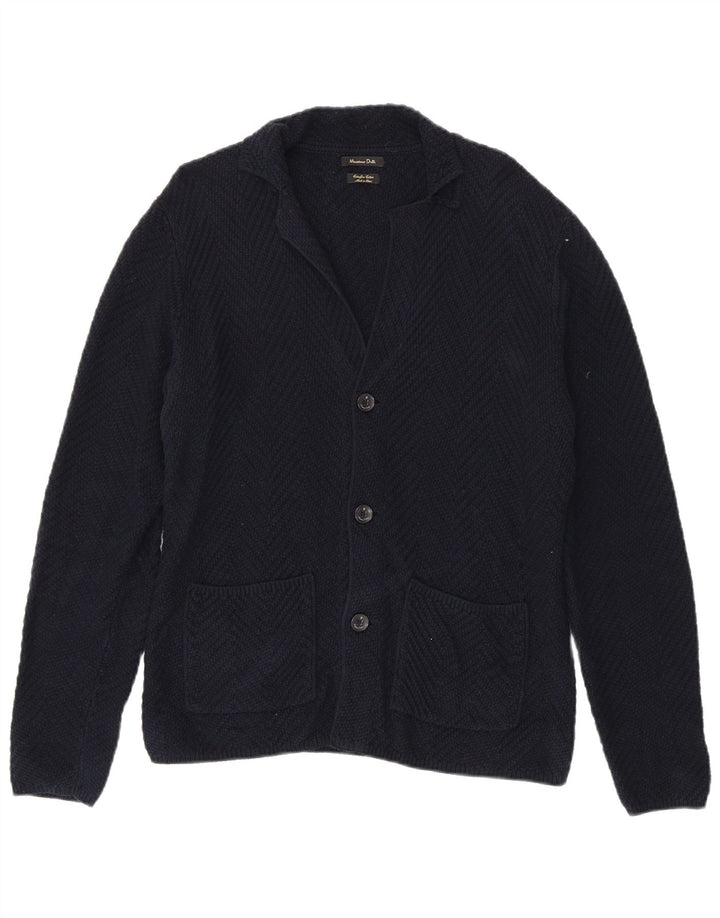 Pulover cardigan Massimo Dutti pentru bărbați, bumbac bleumarin mediu