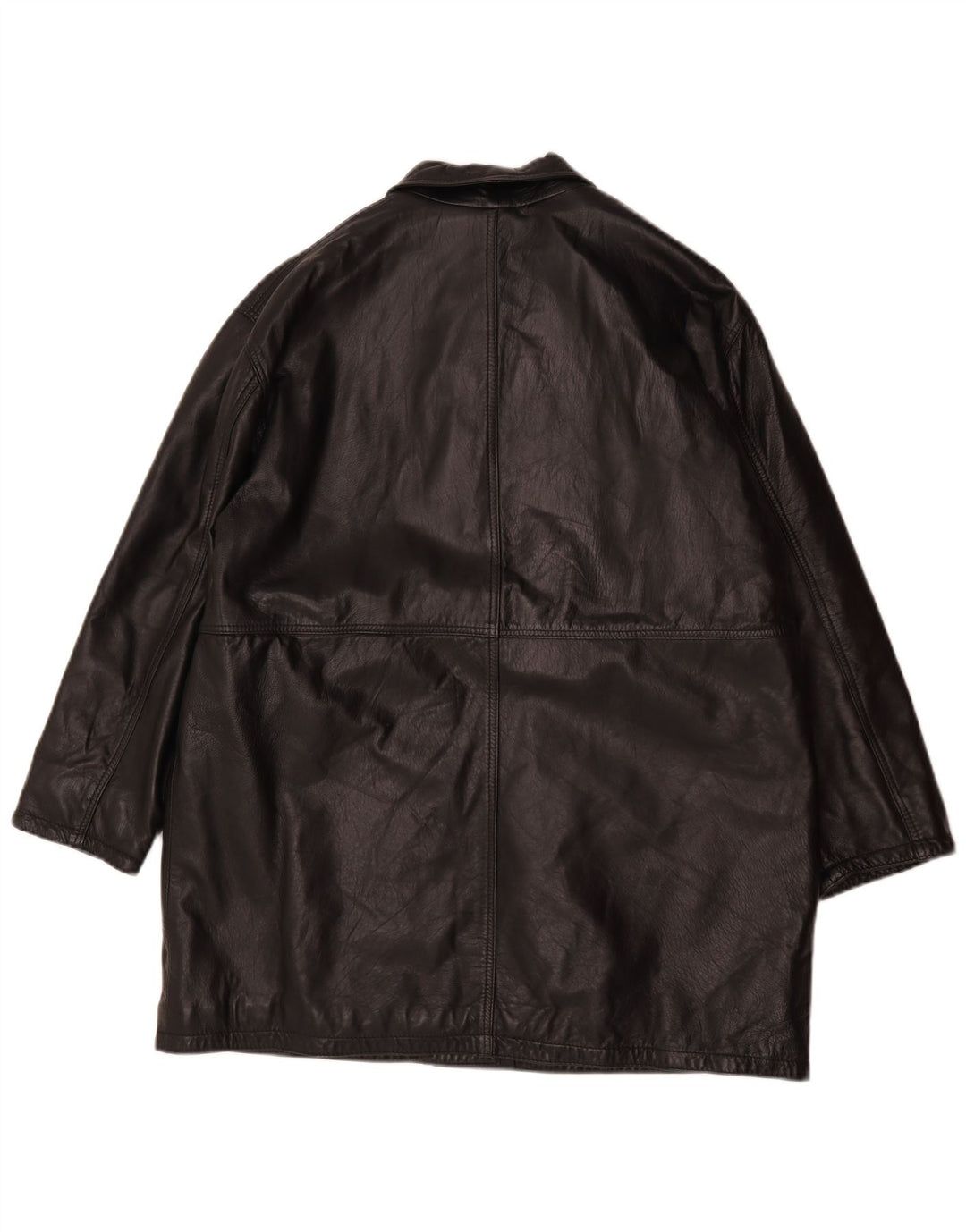 Jachetă de piele vintage supradimensionată pentru femei IT 44 Medium Black Leather