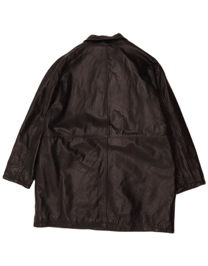 Jachetă de piele vintage supradimensionată pentru femei IT 44 Medium Black Leather