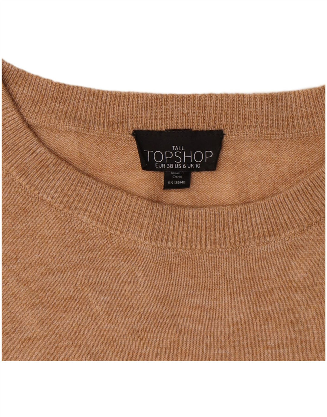 Topshop Top supradimensionat pentru femei cu mânecă lungă UK 10 Mic Bej