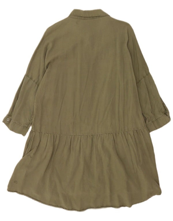 Rochie cămașă cu mâneci 3/4 pentru femei Zara UK 18 XL kaki