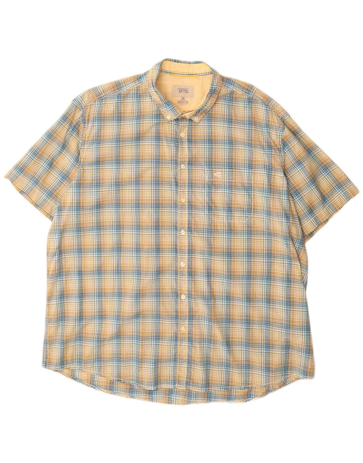 Cămașă cu mânecă scurtă pentru bărbați Camel Active, cu mâneci scurte, 2XL, bumbac cu carouri galbene