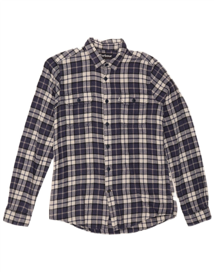 Cămașă de flanel pentru bărbați Barbour, croită, din bumbac cu carouri, albastru marin