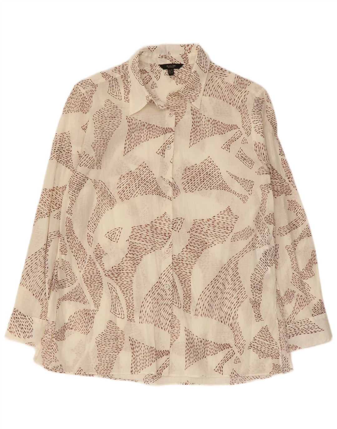 Cămașă pentru femei Massimo Dutti cu model abstract EU 38 Bumbac alb mic
