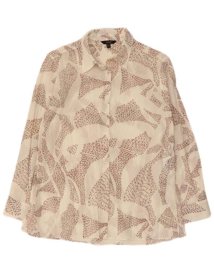 Cămașă pentru femei Massimo Dutti cu model abstract EU 38 Bumbac alb mic