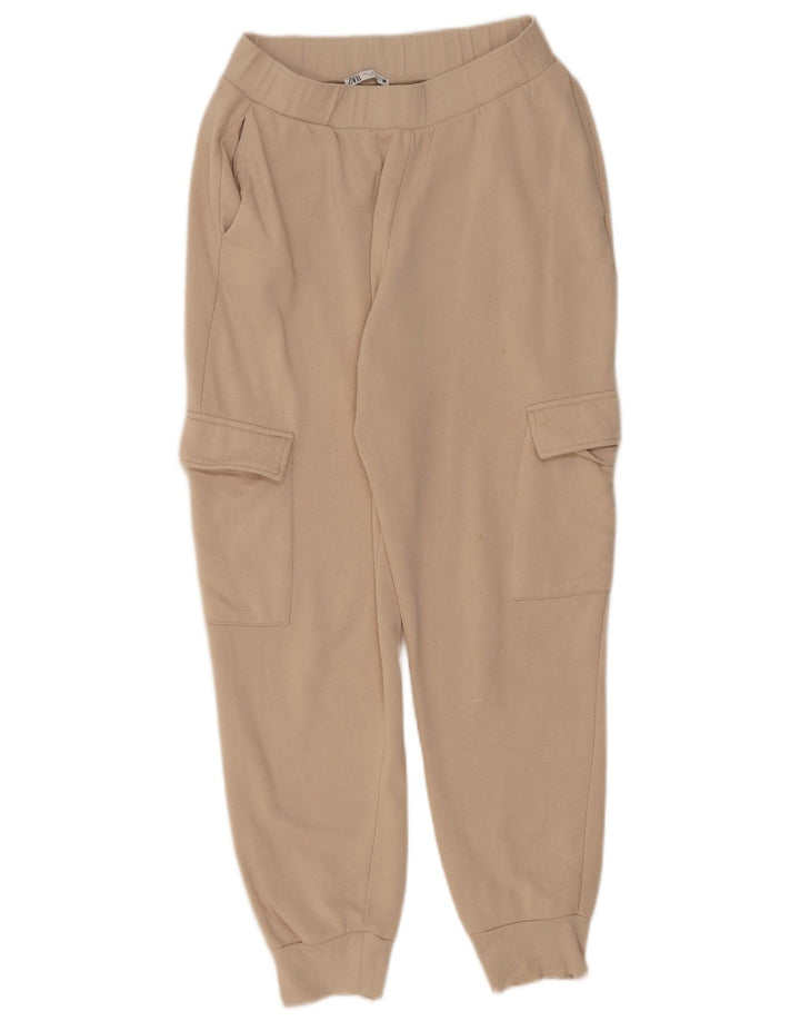 Pantaloni de trening cargo pentru femei Zara Joggeri mari, bej